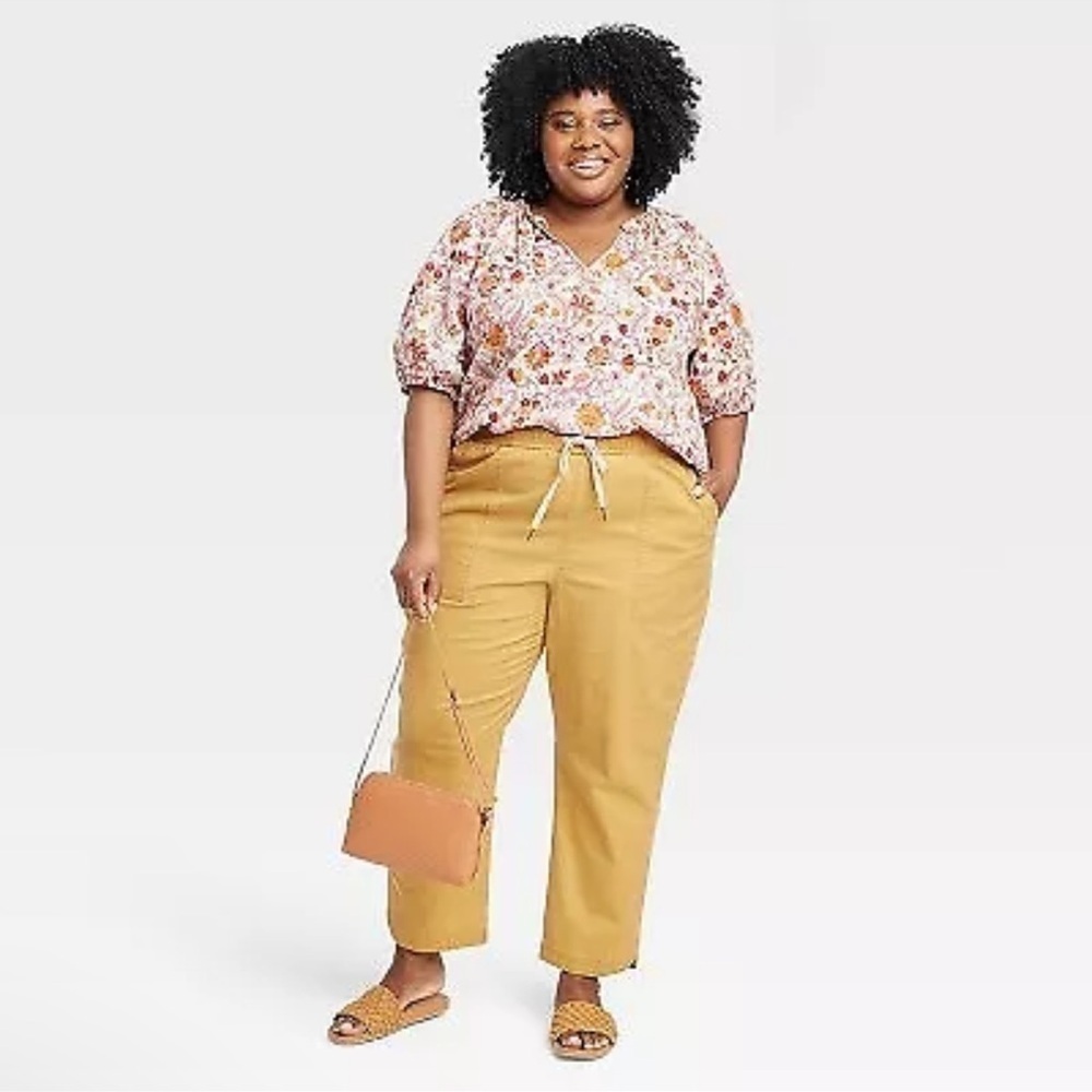 Knox Rose Women's Relaxed Fit Tapered Jogger Pants Topaz Amber Size 2X